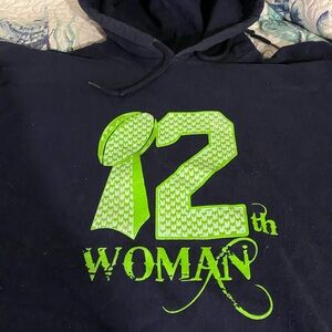 Gildan Seahawks Hoodie with Blue and Neon Green Graphic